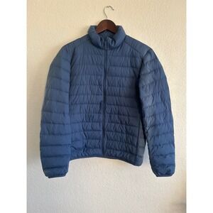 UNIQLO Ultra Light Down Jacket Blue  Button Front Lightweight Size S Layer Cozy
